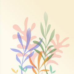 Trendy abstract square art template with floral a element. Suitable for social media posts, mobile apps, banners design and web/internet ads. Vector fashion backgrounds.