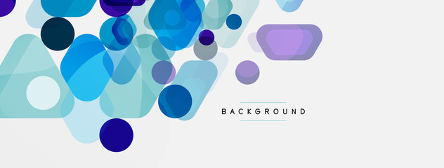 Color bubbles and rounded geometric shapes on white. Vector geometric minimal abstract background for wallpaper, banner, background, landing page