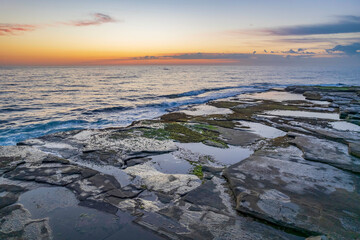 Aerial Sunrise Seascape at Rocky Inlet