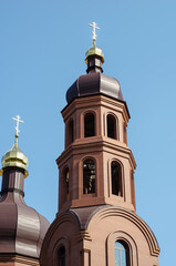 Red brick building of the Christian Orthodox Church. New buildin