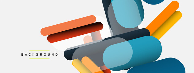 Overlapping round shapes and lines background. Vector illustration for wallpaper banner background or landing page