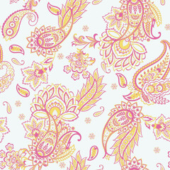 Fototapeta na wymiar Paisley floral seamless vector pattern