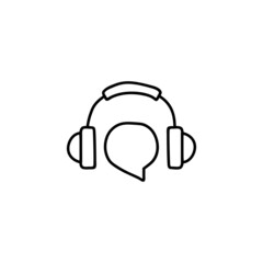 Customer service representative icon in flat black line style, isolated on white 