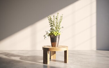 Bouquet of fresh spring flowers on gray wall background. Floral arrangement in vase. flower shop, florist work. 3D illustration, cg render