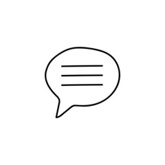 Chat bubble, speech bubble, icon in flat black line style, isolated on white 