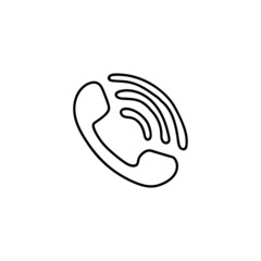 Phone call ringing icon in flat black line style, isolated on white 