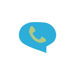 Chat bubble, with phone icon in color icon, isolated on white background 