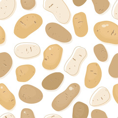 Raw Whole Potatoes Vector Seamless Pattern