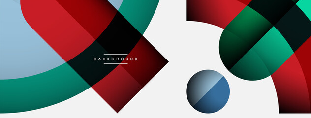 Obraz premium Geometric abstract background. Round shapes, circles, lines composition for wallpaper banner background or landing page