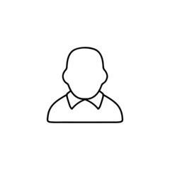 Representative worker icon in flat black line style, isolated on white background 