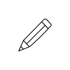 Pencil writing message icon in flat black line style, isolated on white background 