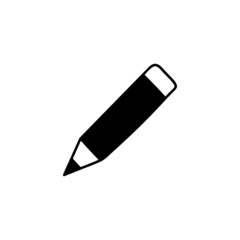 Pencil writing message icon in solid black flat shape glyph icon, isolated on white background 