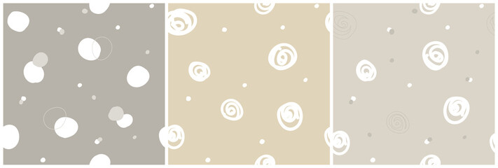 Stain Doodle Seamless Pattern Circles Spirals Dots