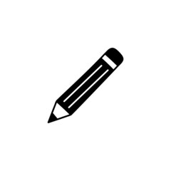 Pencil writing message icon in solid black flat shape glyph icon, isolated on white background 