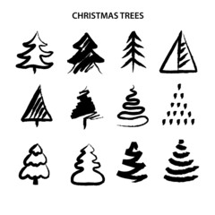 Icon christmas tree in doodle style on light background. Isolated background. Traditional symbol. Vector graphic illustration. Vector design. Vector isolated illustration set. Happy new year.