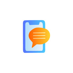 Mobile phone texting, mobile text messaging icon in gradient color style