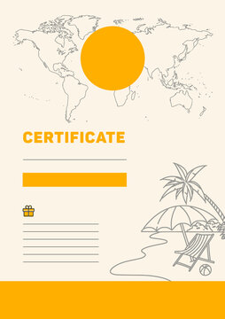 Gift certificate, template for printing, a certificate for printing, travel
