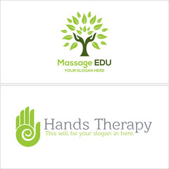 Modern hand therapy nature organic logo design