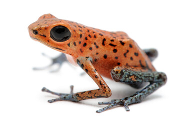 Oophaga pumilio, dendrobate fraise sur fond blanc