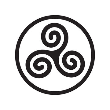 Vector celtic symbol prayer for mornings. Circumpunct teen wolf. Isolated on white background.