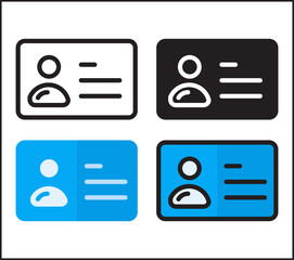 ID card icon line, gylph/solid, flat, and flat line art