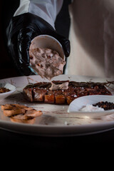 Prepare steak at home.