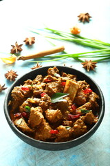 Homemade delicious mutton meat roast, fry. Indian cuisine.