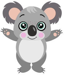 Cute funny koala isolated on white