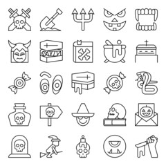 Fototapeta premium Outline icons for halloween.
