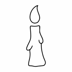 Doodle style candle. Vector icon.