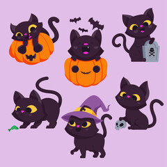 Halloween Cute Cat Collection Set