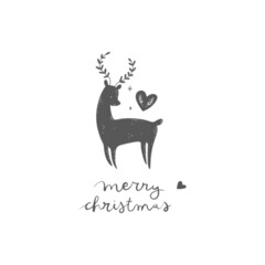 Illustration of a Christmas deer with the inscriptions of Merry Christmas