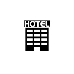 Hotel building icon isolated on white background 