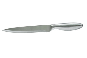 New steel long kitchen knife insulated on white background