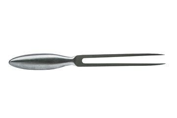 Kitchen meat fork with steel handle insulated on white background