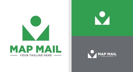 MAP MAIL LOGO PIN NEGATIVE SPACE EDITABLE