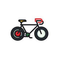 Fototapeta na wymiar Bicycle, sport filled outline icons. Vector illustration. Editable stroke. Isolated icon suitable for web, infographics, interface and apps.