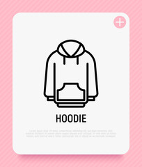 Hoodie thin line icon. Modern vector illustration of sweatshirt, sportswear.