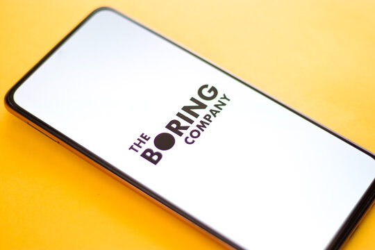 West Bangal, India - October 09, 2021 : The Boring Company logo on phone screen stock image.