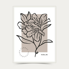 Botanical abstract wall arts. Floral vector poster collection.