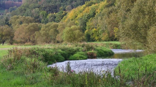 the eder river in germany in the nature 4k