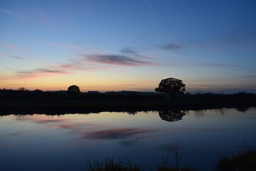 sunset over the river