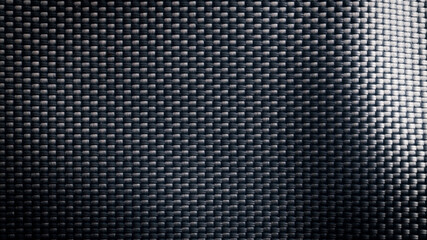 Fototapeta premium Mesh black texture. Dark polyester fiber material for sport cloth or abstract weave background. Synthetic pattern for backpacks and sports equipment.
