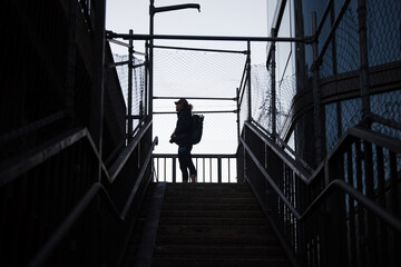 Fototapeta na wymiar Woman on stairs