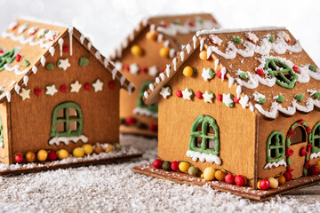 Christmas gingerbread house on white background
