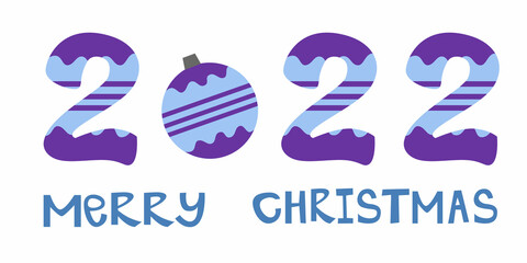 The concept of the New Year - 2022. The inscription Merry Christmas. Vector illustration in a flat style