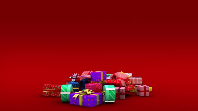 Falling Christmas gift boxes with separate Alpha Channel in 4K
