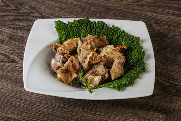 Baled lamb meat in the bowl