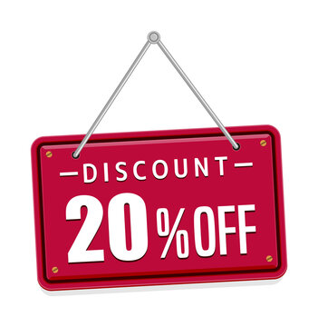 20% off discount icon illustration set for ecommerce site etc. (hanging signboard motif )