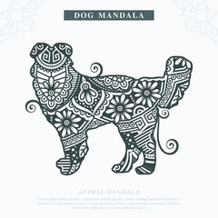 DOG Mandala Vector. Vintage decorative elements. Oriental pattern, vector illustration.